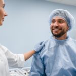 man prepping for RFA vein treatment near Columbia MD