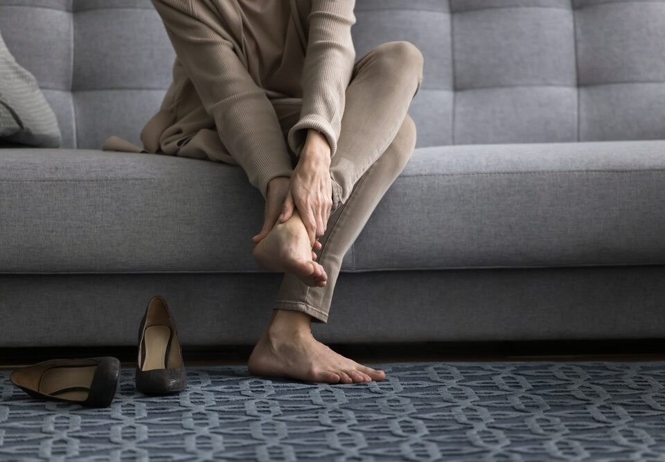 legs feel heavy for woman at the end of the day